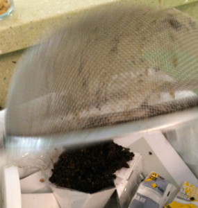 The residue being placed in the recycling area