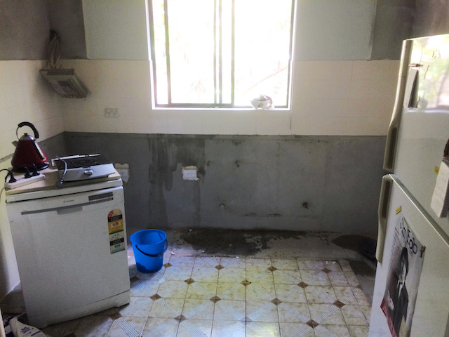 After the tiles and almost everything has been removed
