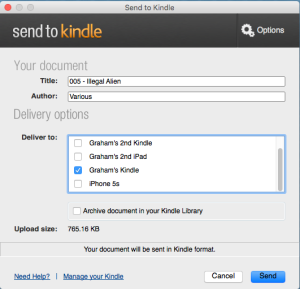 Send to Kindle app target